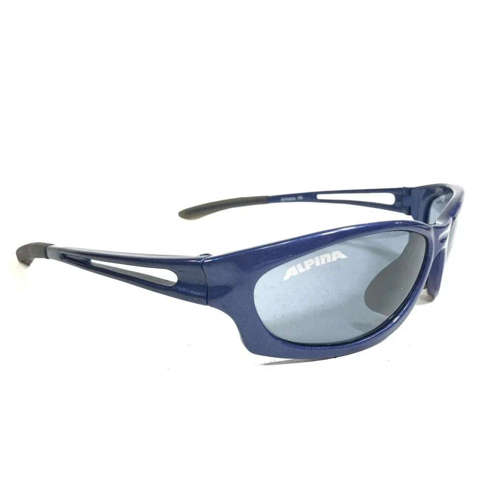 Alpina Sunglasses Airframe VIII Blue Square Wrap Frames with Blue Ceramic Lenses